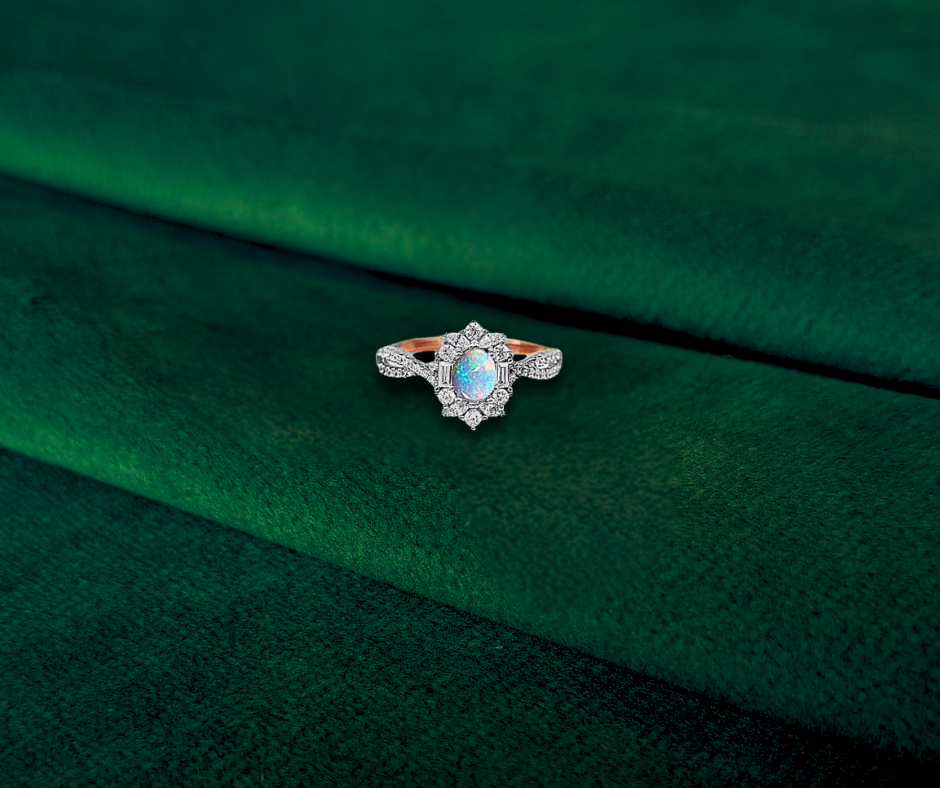 14ct Gold Art Deco Ashes Ring – Moissanite Halo & Crossover Band – Memorial Jewellery UK