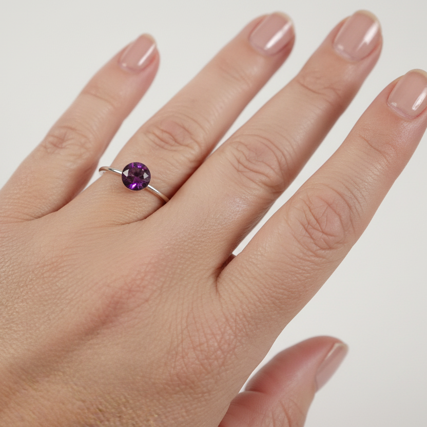 plain round ashes memorial ring on hand