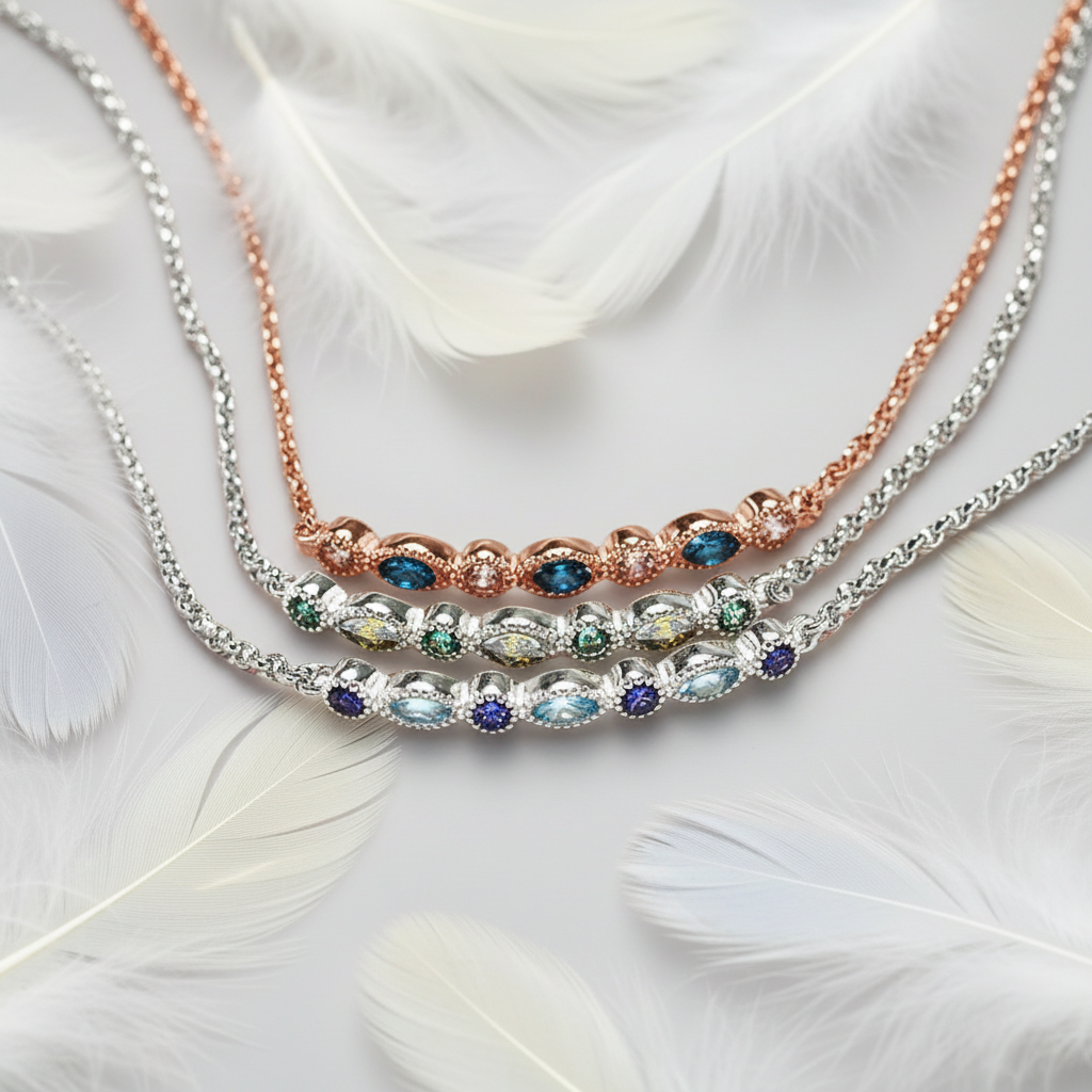 14ct white gold birthstone ashes bracelet