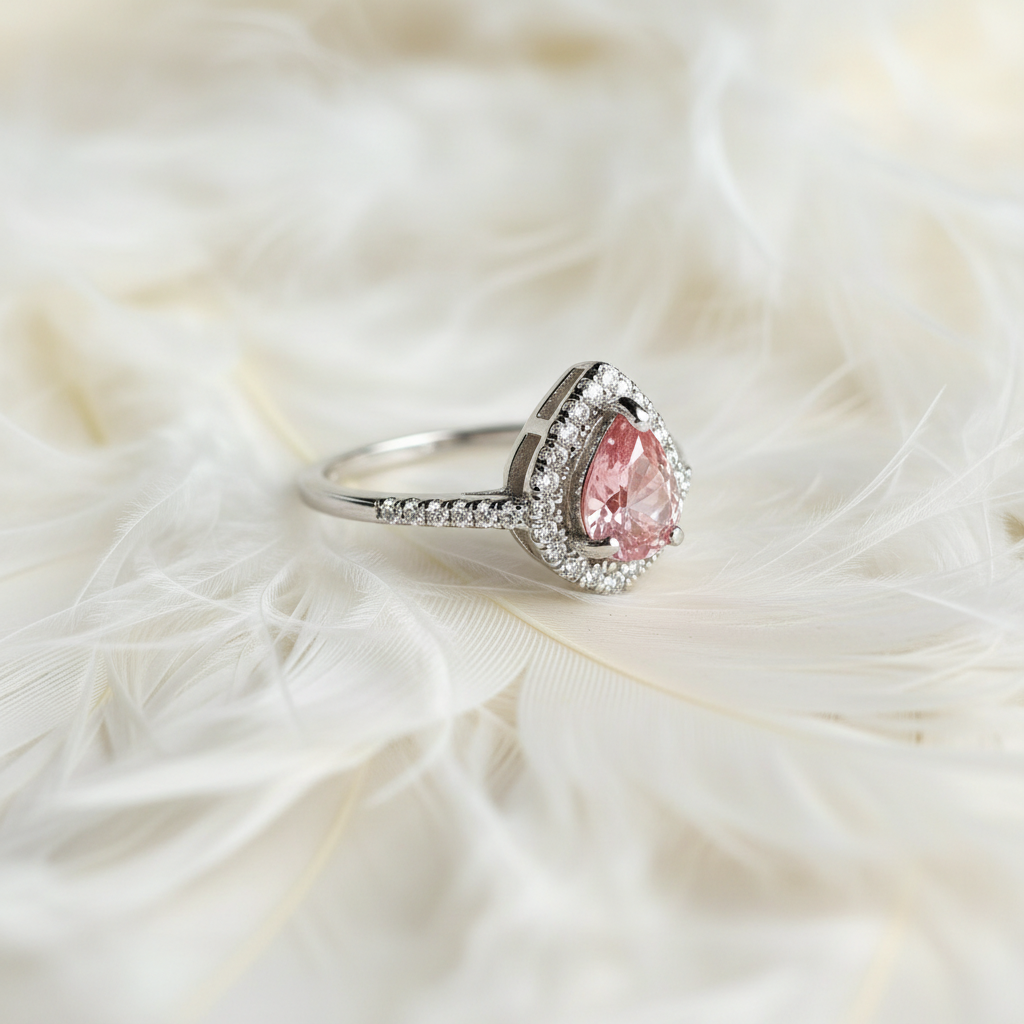 pear halo ashes memorial ring side view