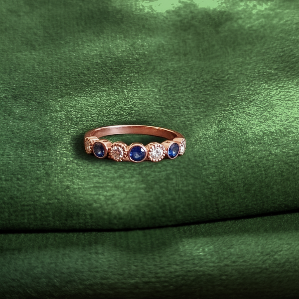 rose gold ashes ring eternity set with diamonds