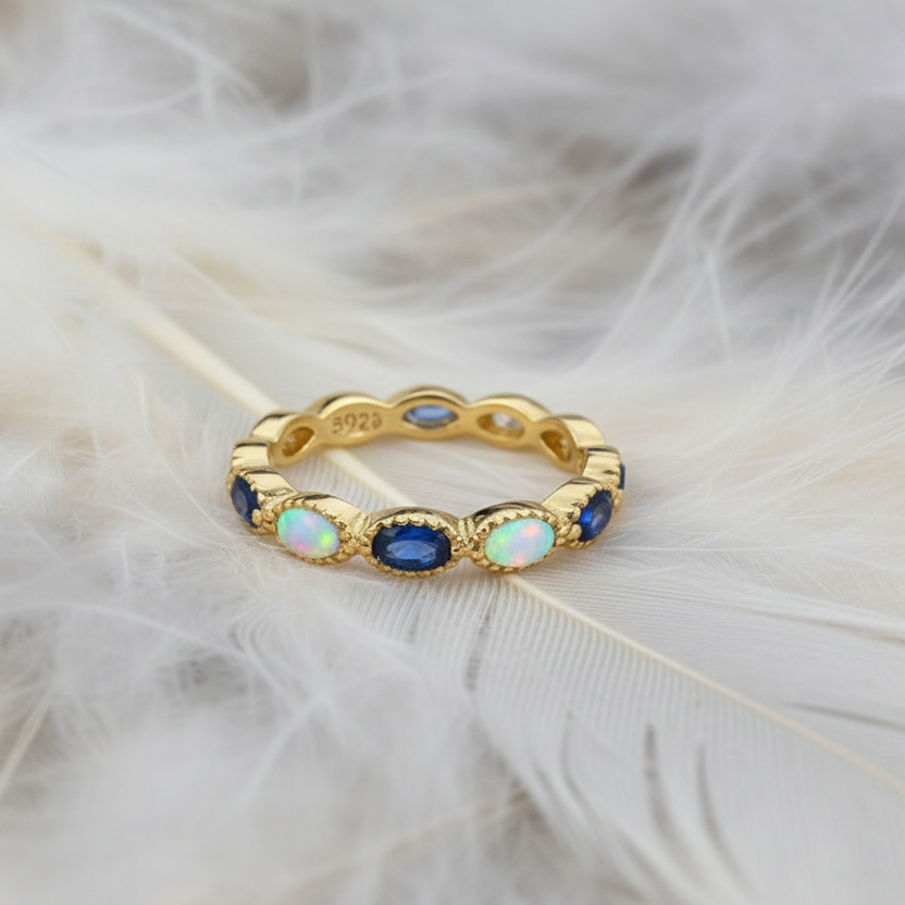 Gold eternity ring with ashes stones 