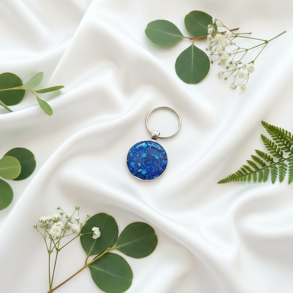 memorial ashes keyring in blue