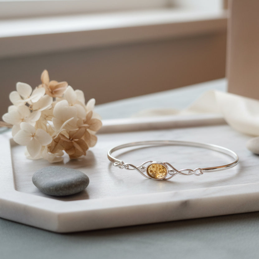 oval stone ashes memorial bangle