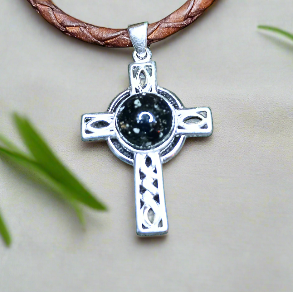 celtic cross ashes memorial necklace with leather 