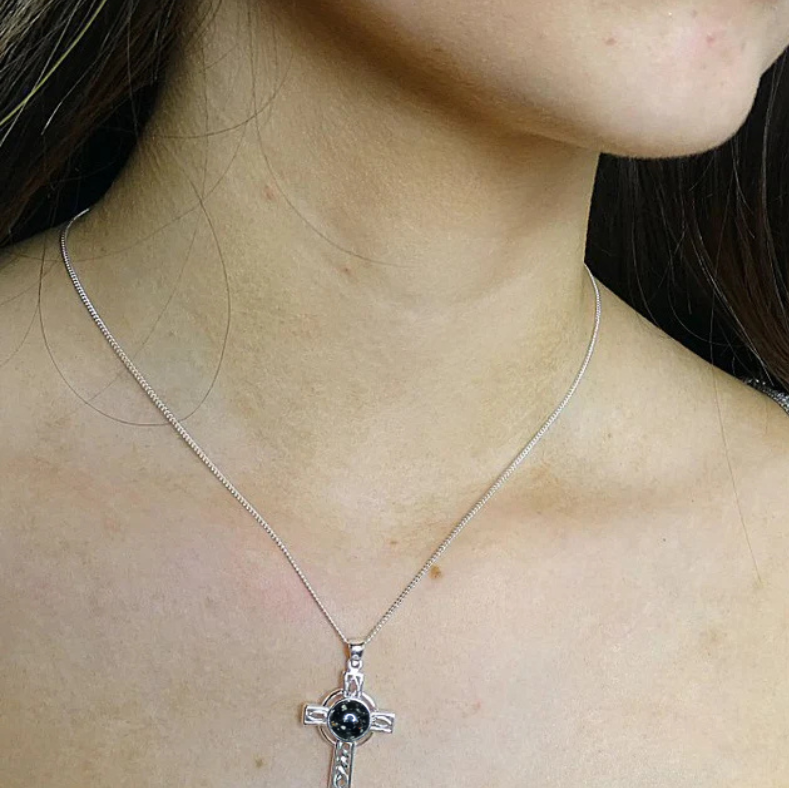 celtic ashes memorial pendant on model