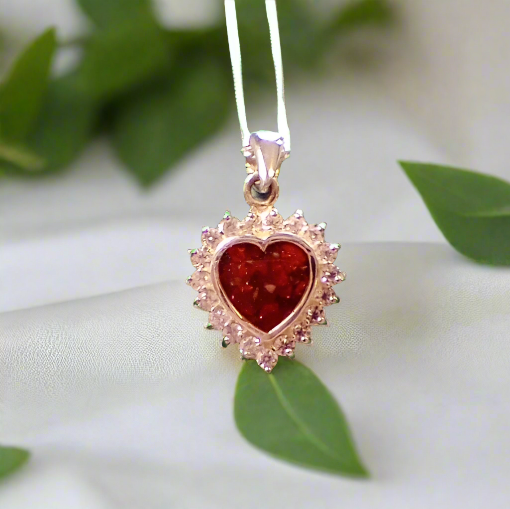 garnet heart ashes memorial necklace
