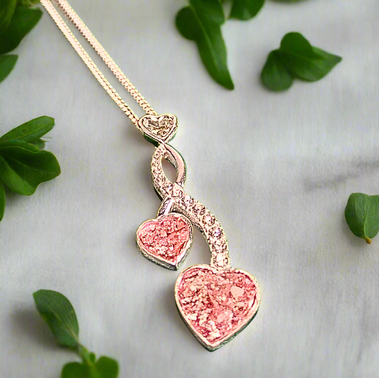 two hearts entwined ashes memorial necklace 