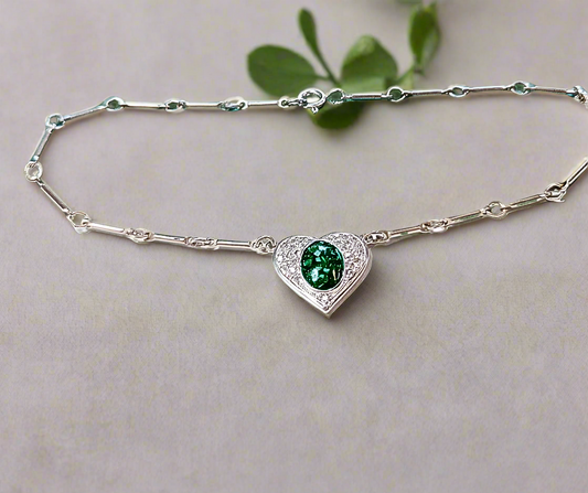 emerald heart ashes memorial bracelet