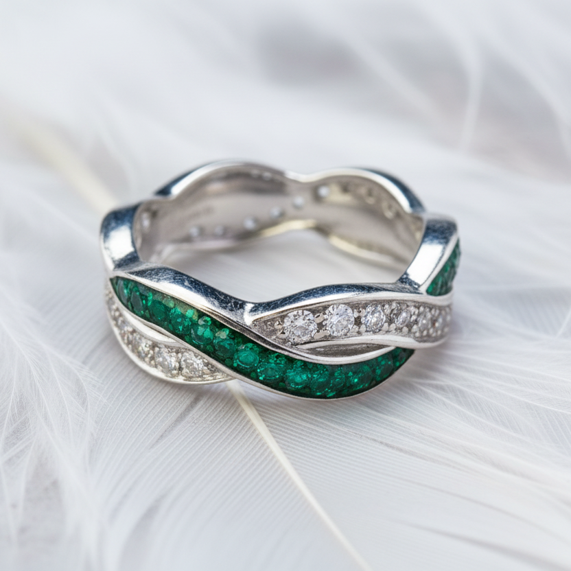ashes eternity ring featuring a twist crossover design