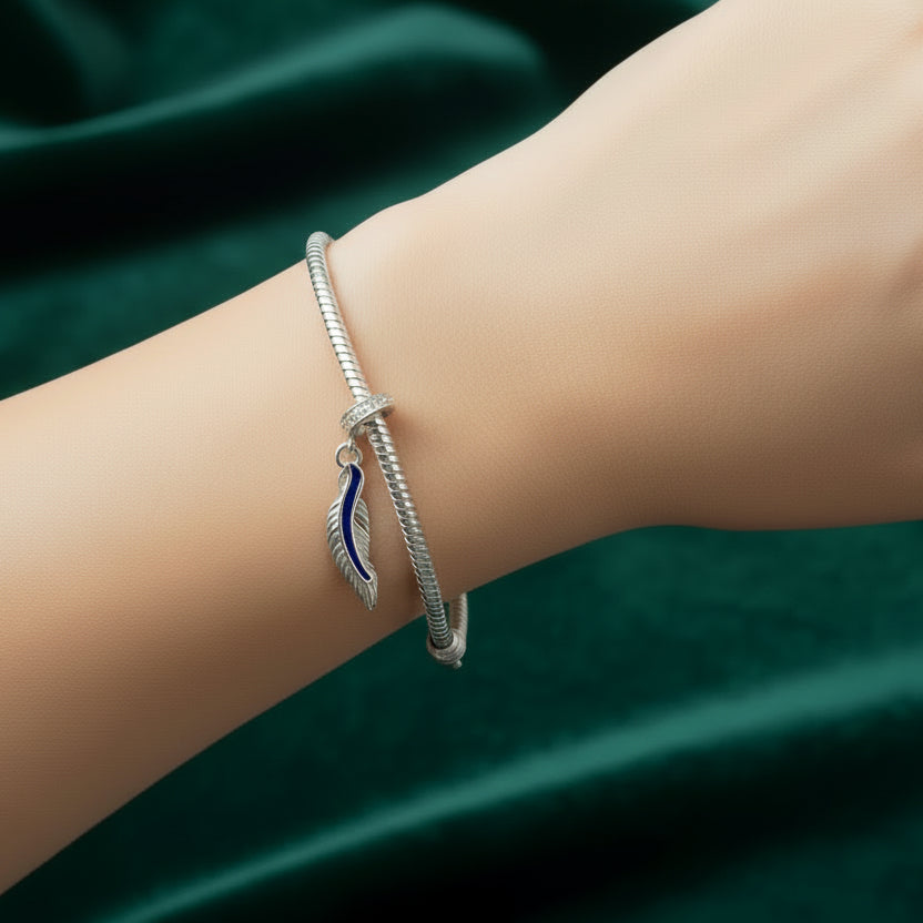silver ashes memorial feather drop charm for pandora bracelet