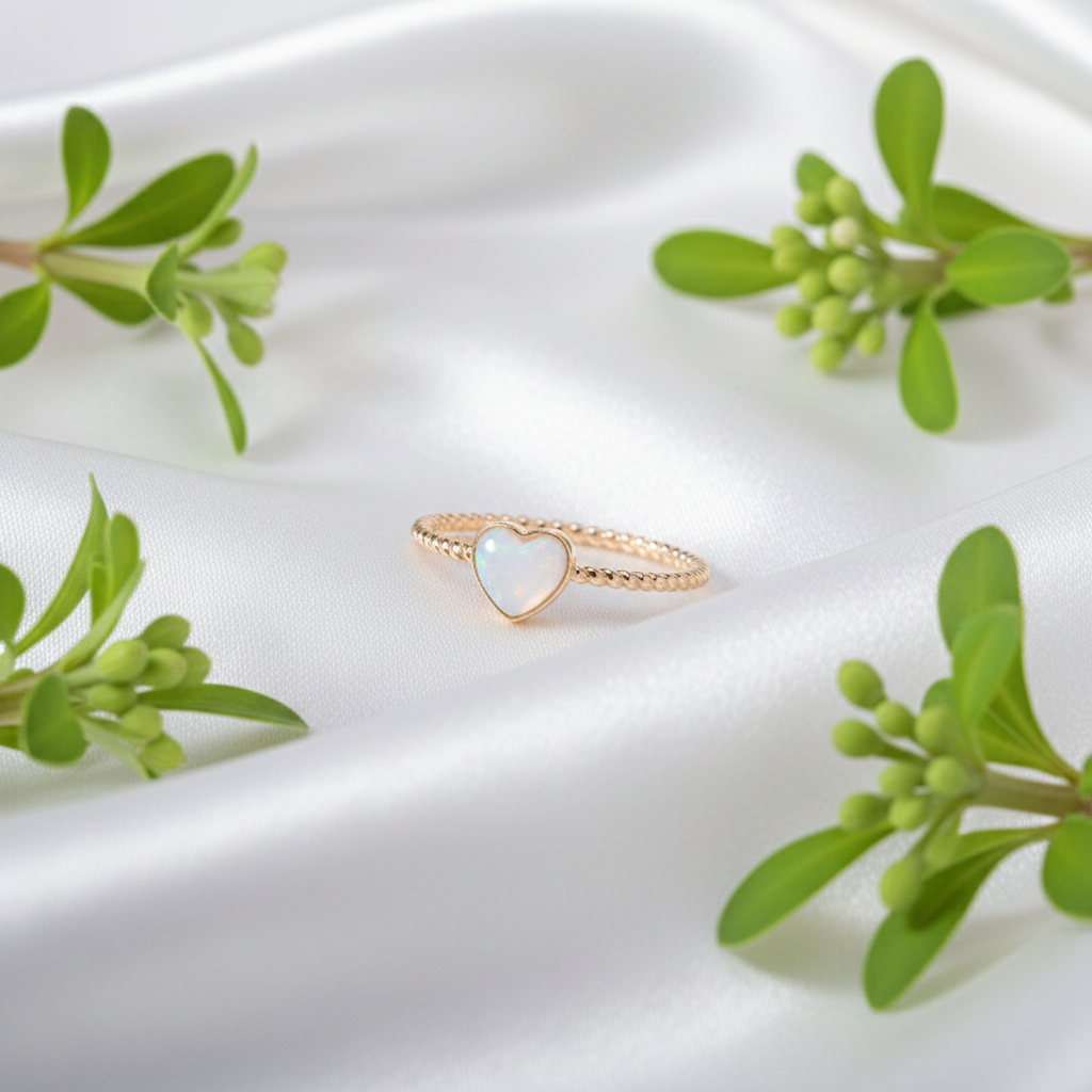 Heart-shaped ashes ring in 14ct gold