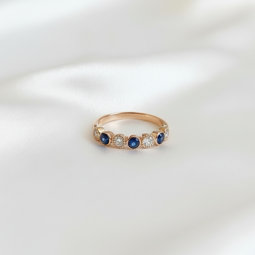 rose gold ashes half eternity diamond ring