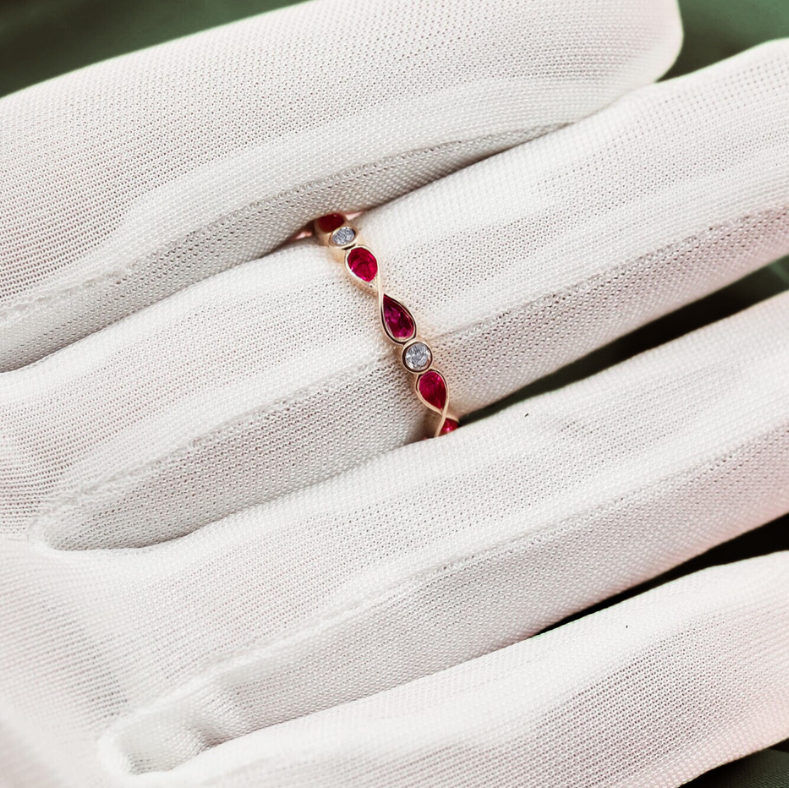 ashes infinity memorial ring on hand with diamonds
