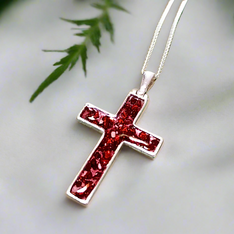 cross ashes memorial pendant