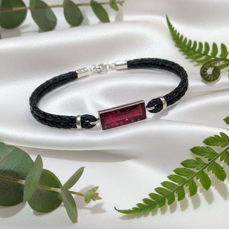 mens ashes bracelet with leather