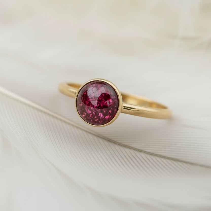 14ct gold ashes memorial ring solitaire stone