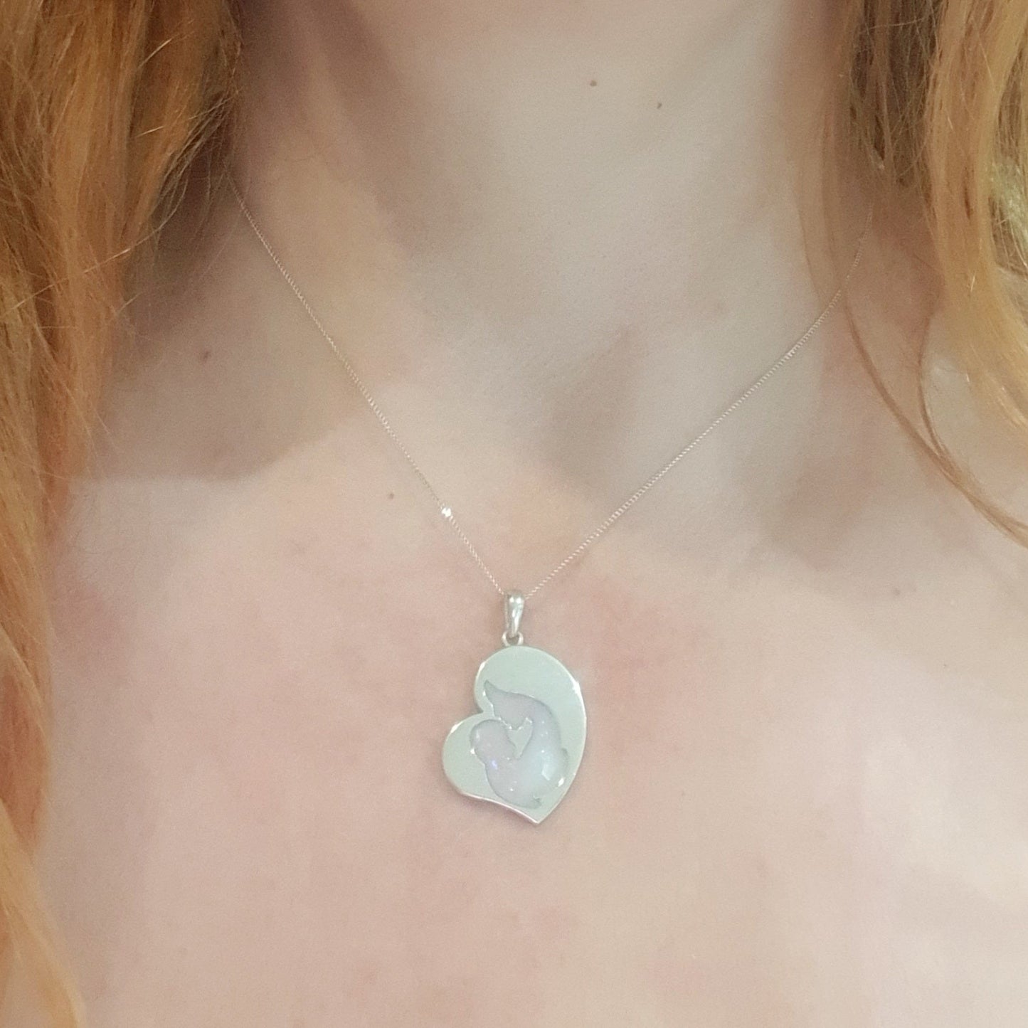 mother child ashes necklace on model