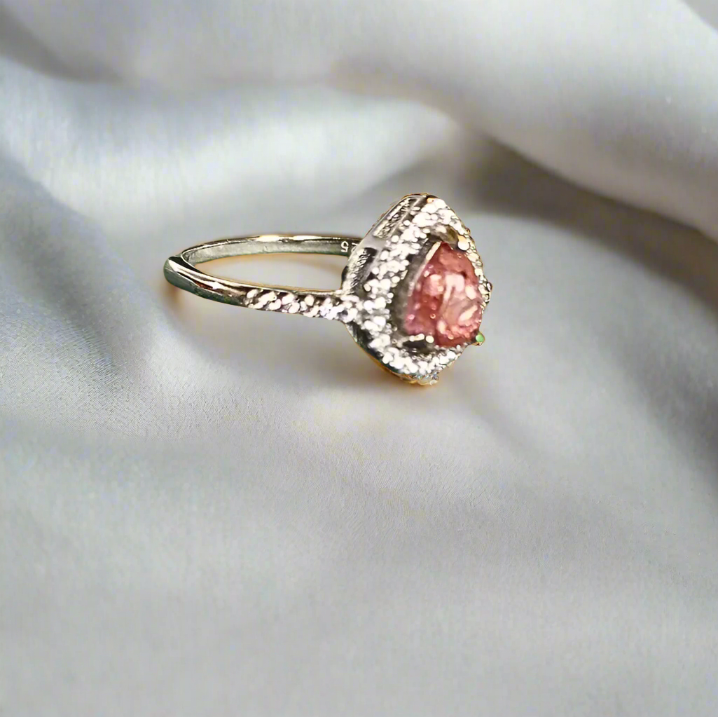 pear halo ashes memorial ring side view