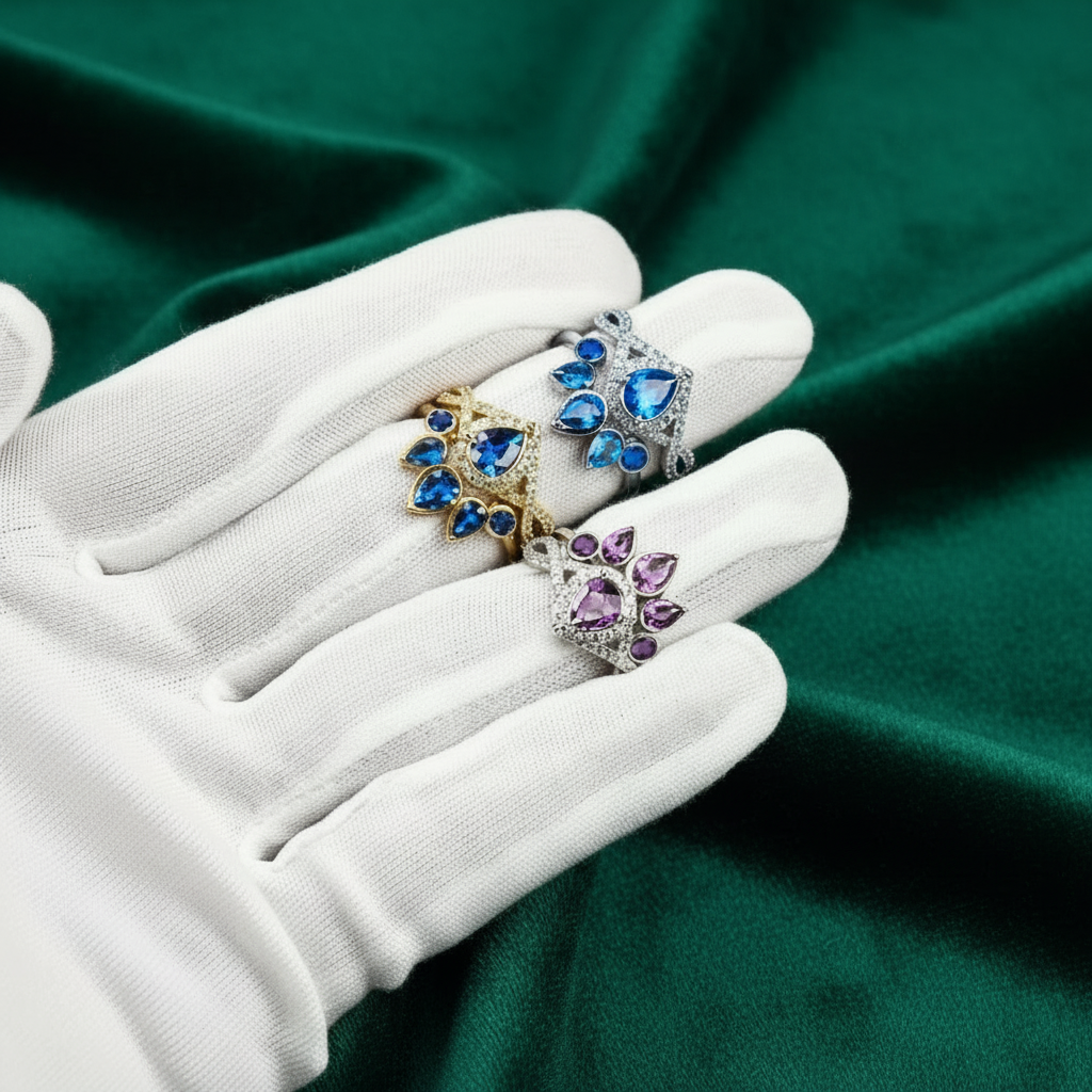 pear crown stacking ring for ashes memorial jewellery 