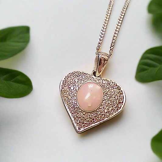 pink opal heart ashes memorial necklace
