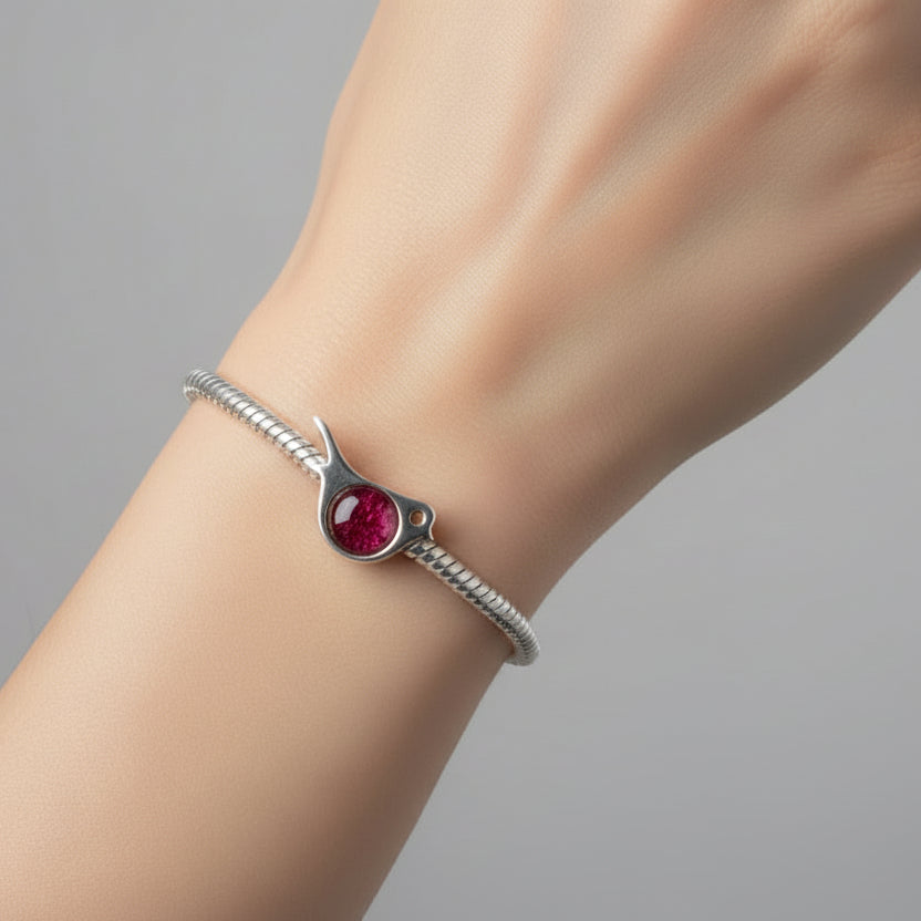 robin ashes pandora charm on a models arm