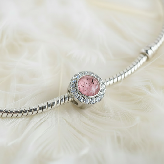 round halo ashes charm to fit pandora bracelets