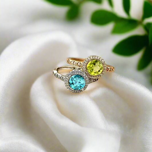 round halo ashes memorial ring in silver and gold