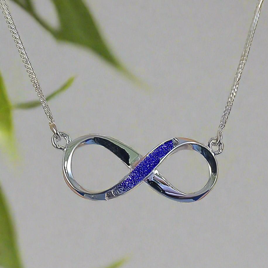 infinity ashes memorial necklace in blue 
