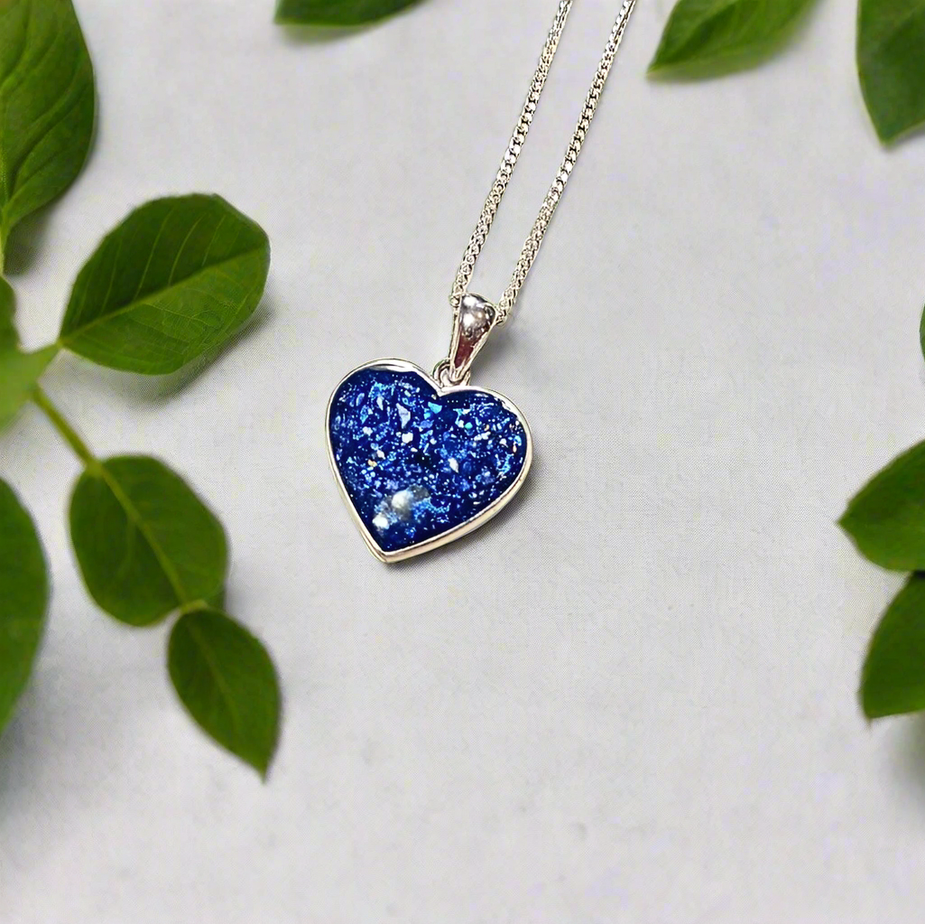sapphire heart ashes memorial necklace