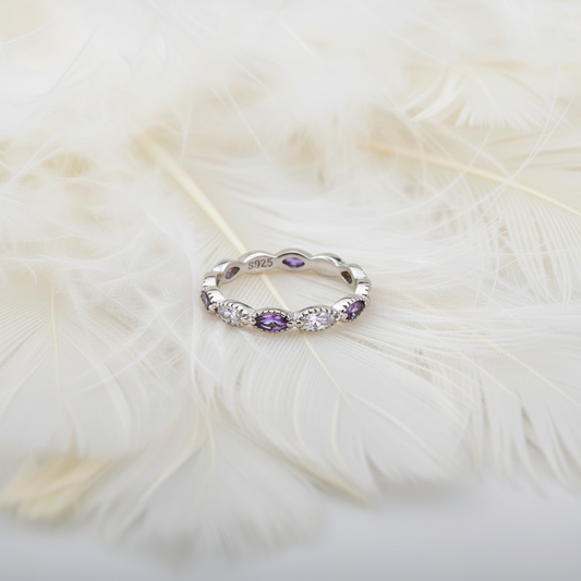 silver birthstone ashes memorial eternity ring