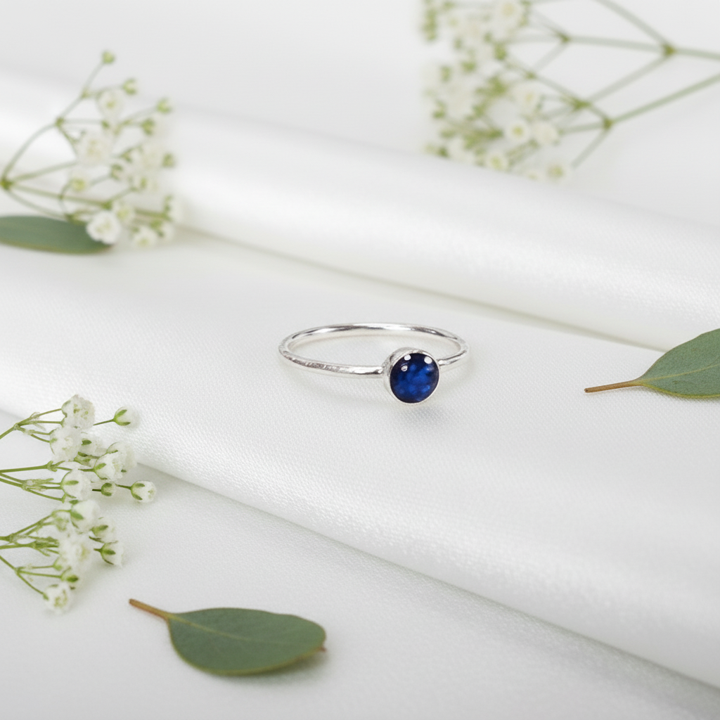 tiny ashes memorial ring in blue