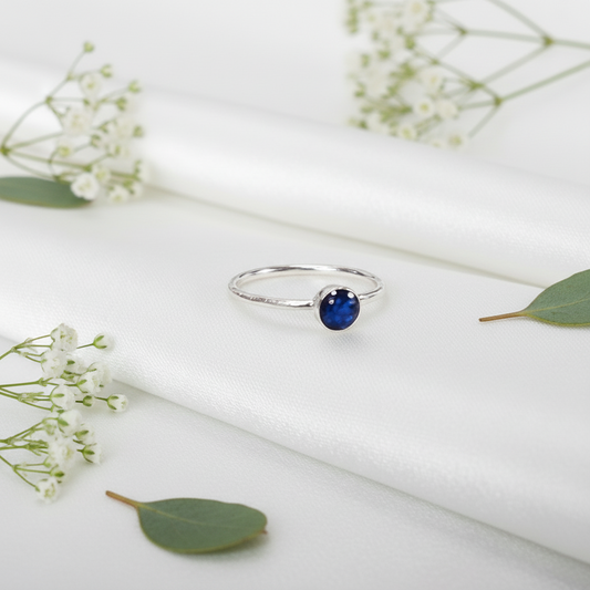 tiny ashes memorial ring in blue