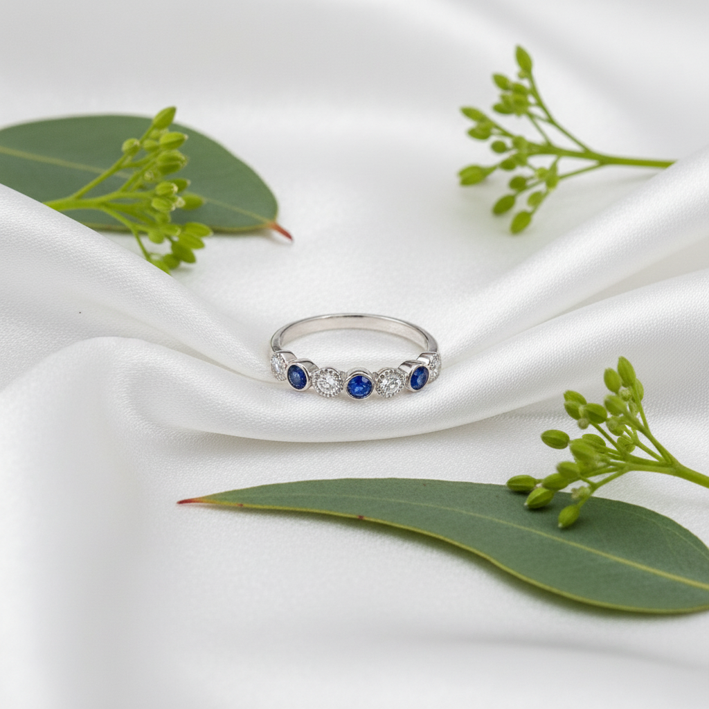 14ct white gold ashes ring set with diamonds