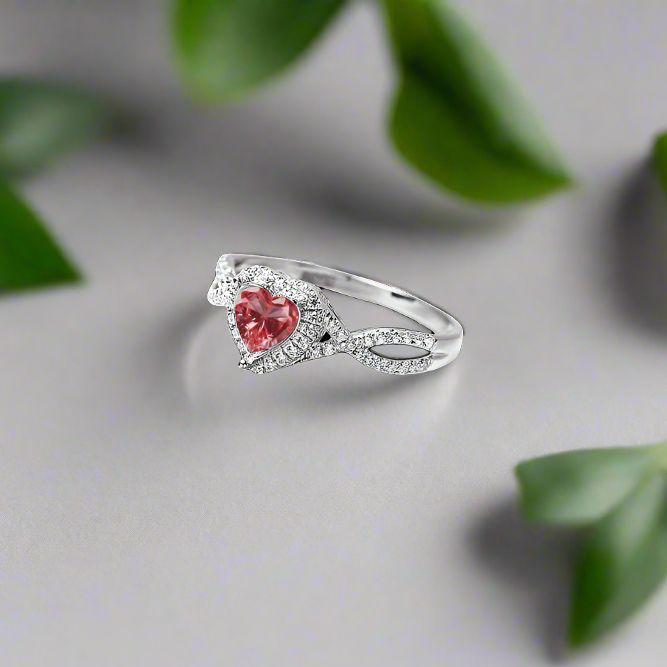 14ct white gold heart ashes crossover ring