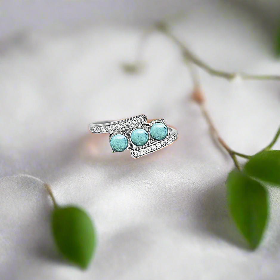 14ct white gold trilogy ring set with ashes stones 